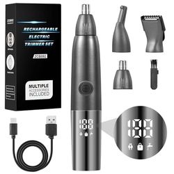 Brencco Taglia Peli Naso e Orecchie, 4 in 1 Tagliapeli Naso Ricaricabile USB Taglia Peli Professionale Impermeabile IPX7 per Capelli del Barba, Sopracciglia e Capelli del Viso