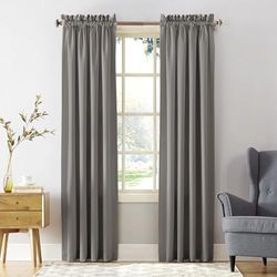 Sun Zero Barrow - Paquete de 2 Paneles de Cortina con Bolsillo para Barra, de eficiencia energética, 54 x 63 Pulgadas, Color Gris