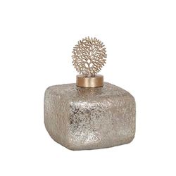 Romimex Barattolo Dorato Argento Metallo Vetro 23 x 36 x 23 cm con Coperchio