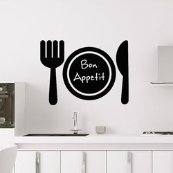 Ambiance - Adhesivo decorativo para pared, diseño de cubiertos de mesa, 80 x 110 cm, color negro