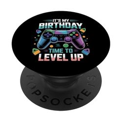 Es mi cumpleaños, hora de subir de nivel, videojuego, regalo para niños PopSockets PopGrip Adhesivo