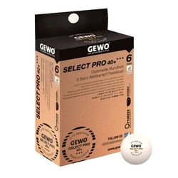 GEWO Select Pro Bolas de ping pong de mesa (3 estrelas, plástico, 40 +, com costura), com certificação ITTF, 6 bolas profissionais de ping pongue, 40 mm de diâmetro, cor branca