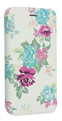 Trendz Folio skyddsskal Case Cover med lås och kortfack för iPhone 6/6S – krämvit med blommönster