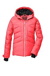 killtec Ragazze Giacca trapuntata/giacca da sci con cappuccio e ghetta antineve KSW 116 GRLS SKI QLTD JCKT, coral pink, 140, 39652-000