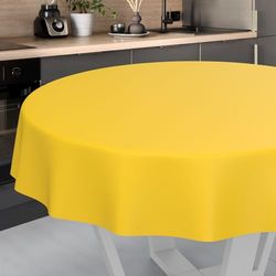 Wasdoek tafelkleed, afwasbaar tafelzeil, tuintafelkleed voor binnen en buiten, rond, 140 cm, snijrand, geel