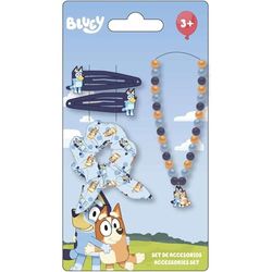 Bluey Children's Beauty Set - Blue and Pink Colour - Complete Set - Includes Hair Clip with Bow, Necklace and 2 Hair Clips - Original Product Designed in Spain