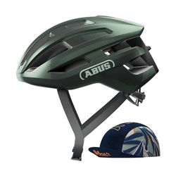 Abus, Casco per bici da corsa ABUS PowerDome ACE, con ABUS Race Cap, casco da bici leggero con sistema di ventilazione avanzato, Made in Italy, per uomo e donna, verde, taglia S