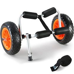 VEVOR Unisex opvouwbaar van 2 mm aluminiumlegering 600 x 360 x 320 mm tot 113 kg belastbaar kajakwagen, zwart & oranje, 600 x 360 x 320 mm