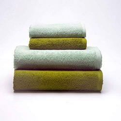 Sancarlos - Ocean, set di 2 asciugamani da lavabo + 2 asciugamani da doccia combinati, colore verde chiaro e muschio, dimensioni 50 x 100 cm/70 x 140 cm