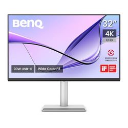 BenQ MA320U 32” Monitor 4K 3840x2160 para MacBook Pro/Air, Doble USB-C de 90W, Coincidencia de Colores con Mac, Hub USB, Control de Brillo y Volumen en Mac, Soporte Ajustable, Espectro de Colores P3
