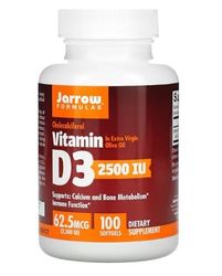 Jarrow Vitamin D3 2500 IU - 100 softgels - Renforcement des Os & Immunité - Complément Alimentaire Essentiel