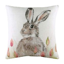 Evans Litchfield Hedgerow Hare polyester fylld kudde, vit, 43 x 43 cm