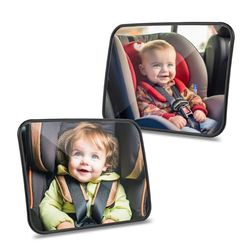 Romon Miroir Voiture Bébé, 2 Pièce Étroviseur Voiture Bébé Sécurité, Miroir Siège Arrière de Bébé, Incassable Rétroviseur bébé pour Convient à Tous Siège Auto, Attaché à l'appui-tête du Siège Arrière