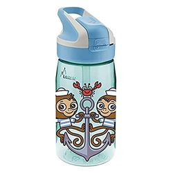 LAKEN Botella de Agua para Niños, Botella Infantil Reutilizable de Tritan con Tapón Automático SUMMIT con Cierre de Seguridad y Pajita. Sin BPA. 450ml. MIKONAUTICOS