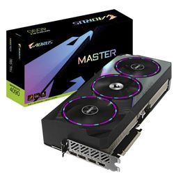 GIGABYTE GeForce RTX 4090 AORUS MASTER 24GB Graphics Card - 24GB GDDR6X, 384bits, LCD Edge View, RGB fusion, Core 2550Mhz, Metal back plate, DP 1.4, HDMI 2.1a, NVIDIA DLSS 3, GV-N4090AORUS M-24GD