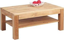 HomeTrends4You 244322 – Mesa de café (Roble barnizada con cajón 105 x 44 x 65 cm