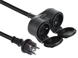 Electraline 208482 Extensão profissional biplite | extensão de 2 tomada | com tampa | 5 m cabo H07rn-f 3²