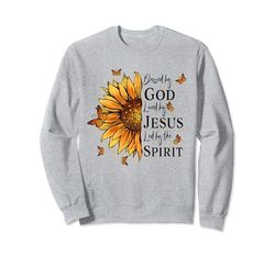 Blessed By God - Loved By Jesus, Sunflower And Butterfly Sudadera