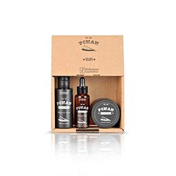 Profesional Cosmetics - Confezione di prodotti per la cura della barba (shampoo purificante, olio naturale nutriente e cera di finitura)