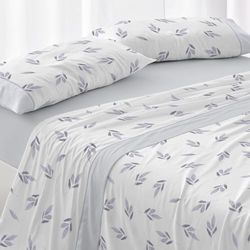 Burrito Blanco | Set di lenzuola | Letto da 90 cm (+misure disponibili) | Poliestere 50% cotone 50% | Design 532 | Colore blu (90 x 190/200 cm)
