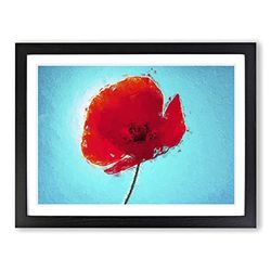 Red Poppy In Abstract Modern Art Framed Wall Art Print, Ready to Hang Picture for Living Room Bedroom Home Office Décor, Black A2 (64 x 46 cm)