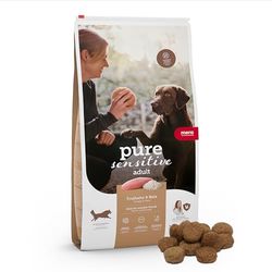 MERA Pure Sensitive Kalkoen en rijst, hondenvoer droog voor gevoelige honden, droogvoer van kalkoen en rijst, voer voor volwassen honden, zonder tarwe en suiker (4 kg)