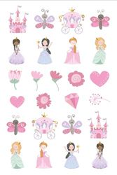 Folat- Tätowierungen-Pretty Princess-25 Stück, 27499, Multicolore