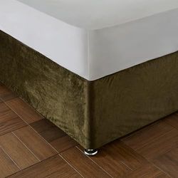 Catherine Lansfield Kingsley Matt Velvet King Elasticated Divan Base Wrap Olive Green