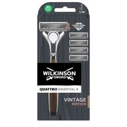 Wilkinson Sword - Rasoio Quattro Vintage Edition - Confezione con 1 manico e 5 lame di ricarica