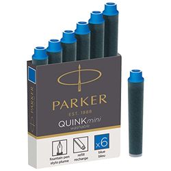 PARKER QUINK mini refillpatroner för reservoarpennor | Blå | 6 st