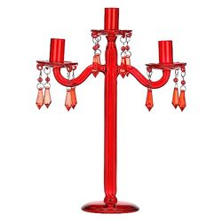Rituali Domestici - Candelabro gocce rosso 3 bracci in vetro Luminando