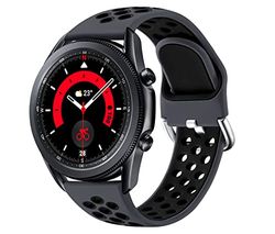 JUVEL Compatibel met Samsung Galaxy Watch 3 45 mm en 46 mm bandje, tweekleurig 22 mm siliconen, ademende sport vervangende bandjes voor Huawei Watch GT 3 46 mm, groot, kolenzwart