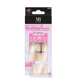 MB MILANO - Nail Art - Lot de 24 faux-ongles décorés - Kit Tout en 1 - Assortiment Ongles Nudes Perlés et Ongles Ovales Mi-Longs - 12 tailles - Pearl Addiction