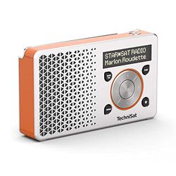 TechniSat DIGITRADIO 1 - bärbar DAB+ radio med batteri (DAB, FM, högtalare, hörlursanslutning, favoritsparande, OLED-display, liten, 1 Watt RMS) silver/orange