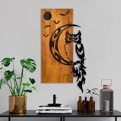 Elegant dekorativa väggtillbehör i trä, valnöt och svart, 36 x 66 x 3 cm | 100% trä (3 cm) och metall (1,5 mm) | unik design för snygg heminredning