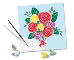 Ravensburger - Creart Adults Trend Square Series: Bouquet Di Rose | Dipingere Con I Numeri Adulti | Paint By Numbers | Quadro Da Dipingere Con Numeri Include Vernice