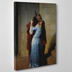 Quadro su Tela - INTELAIATO - Pronto da Appendere - Arte - Il Bacio - The Kiss - Francesco Hayez - Pinacoteca di Brera - 50x70cm - Senza Cornice - (cod.116)