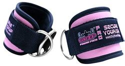 Grip Power Pads Best Ankle Straps for Cable Machines Double D-Ring Adjustable Neoprene Premium Cuffs to Enhance Legs (Single, Pink)