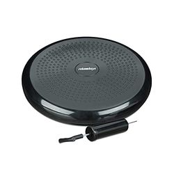 Relaxdays wiebelkussen, Ø 33 cm, met luchtpomp, max. gewicht 140 kg, balanskussen, balansbord noppen, zwart