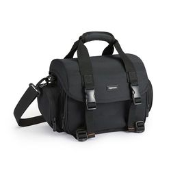 Amazon Basics Shoulder Bag for SLR Camera and Accessories, Large, Adjustable Strap, Waterproof, Shockproof, Solid, Padded - Black/Grey