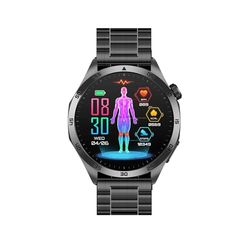 Knauermann PRO 3 Fan Edition rotondo (2025) nero, orologio sanitario smartwatch con funzione telefonica, ECG Plus HRV e funzione SOS BT Bluetooth, apnea del sonno, titanio nero, Nero , Titan Schwarz