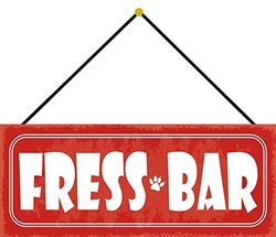 Schatzmix Fress Bar Plaque Murale en métal avec Cordon Multicolore 27 x 10 cm