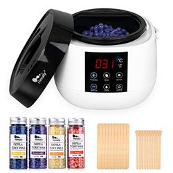 himaly 500ML ScaldaCera Professionale Elettrico Ceretta Kit Depilazione Fornetto Riscaldatore Schermo Leggibile Aggiustare La Temperatura e Mantenere La Temperatura 4 * 100g di Cera 20 Spatole