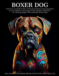 Boxer Dog Coloring Book For Adults: Boxer Dog Mandala Patterns with Flowers - Stress Relieving and Relaxing Gifts