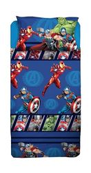 Avengers, Set Lenzuolo Letto Singolo, Completo Letto Singolo Disney, Lenzuolo Sopra, Lenzuolo Con Angoli, Federa, Blu, Marvel, Disney, 100% Cotone, Prodotto Ufficiale