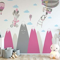 Adesivo da parete per bambini, decorazione gigante, stile scandinavo, per camera dei bambini e animali, 65 x 120 cm