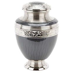 Urns UK Cremation Ashes Epping Metal Urn, Brass, Grey, 33 x 30 x 15 cm