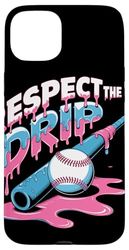 Respect The Drip Baseball Bat Melting Letters Sports Trendy Case for iPhone 15 Plus