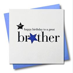 Claire Giles Hartjes en sterren Happy Birthday Brother kaart