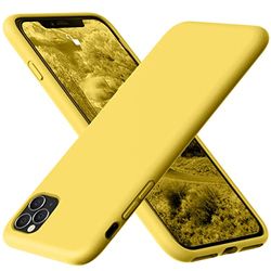 Siliconen hoes voor iPhone 11 Pro Max, krasbestendig, volledige bescherming, schokbestendig, compatibel met iPhone 11 Pro Max 6,5 inch, geel